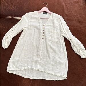 Made In Italy 100% linen women white blouses Size  S